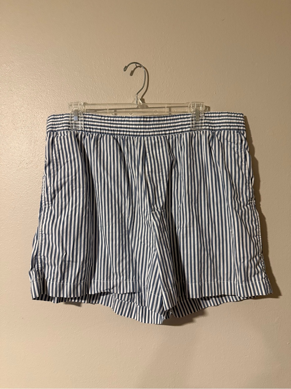 GAP Organic Cotton Striped Poplin Boxer Shorts Blue and White Size Large - Picture 2 of 5
